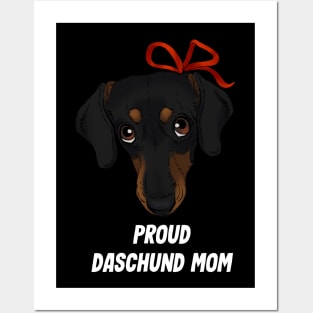 Proud Daschund Mom Dog lover - white text Posters and Art